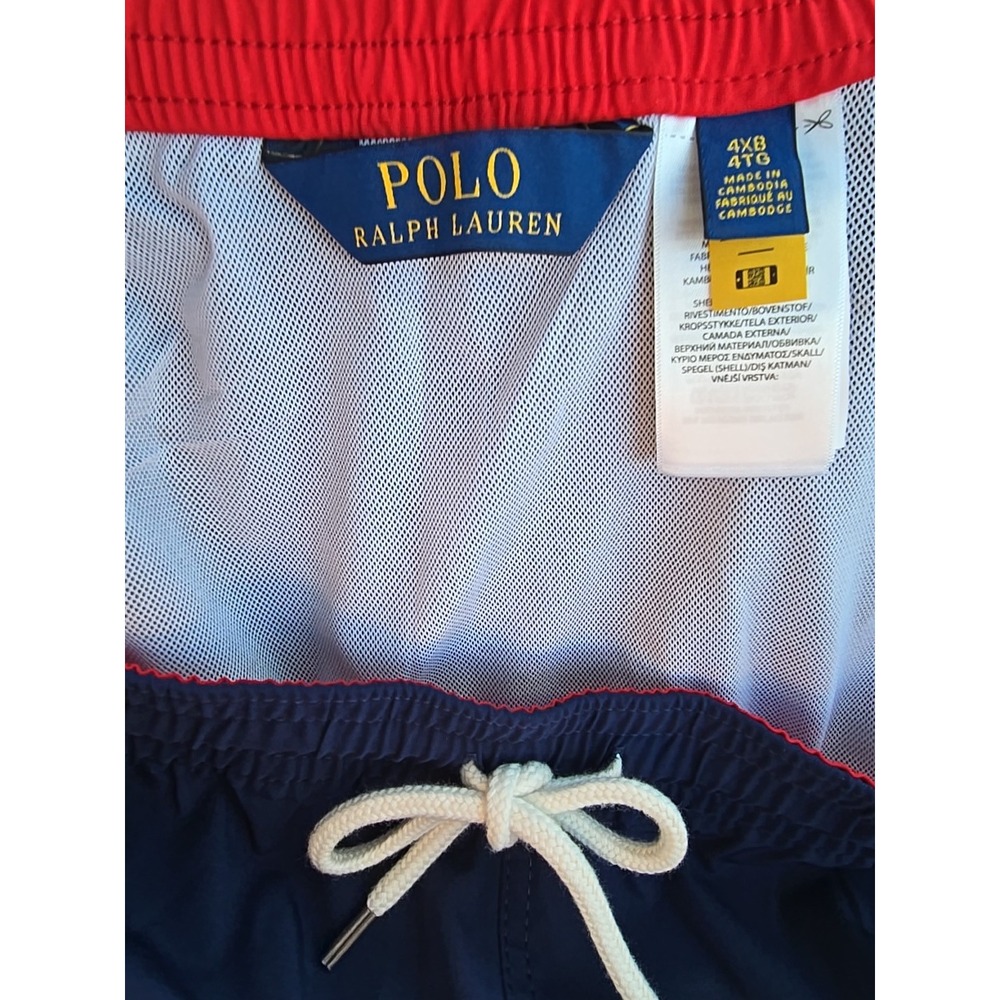 Polo Ralph‎ Lauren Mens Swim Trunks Shorts Navy with mesh brief Size 4XB Big - Picture 3 of 4